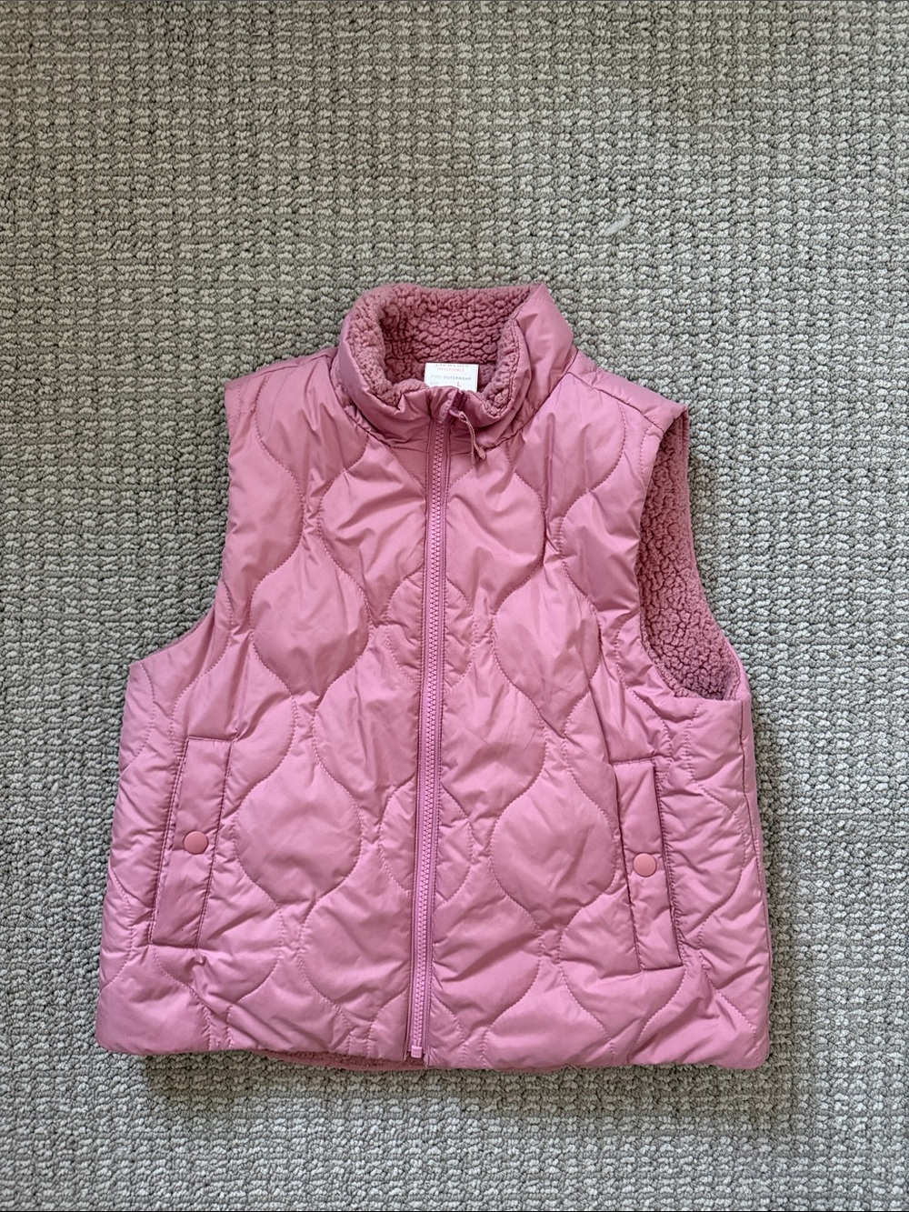 J.CREW crew cuts Girl's Pink Quilted Sherpa-Lined Vest